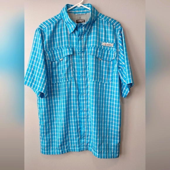 Habit Other - Habit mens Medium blue plaid button down short sleeve shirt fishing vented spf